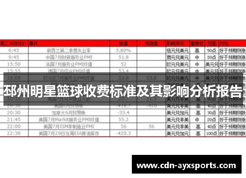 邳州明星篮球收费标准及其影响分析报告